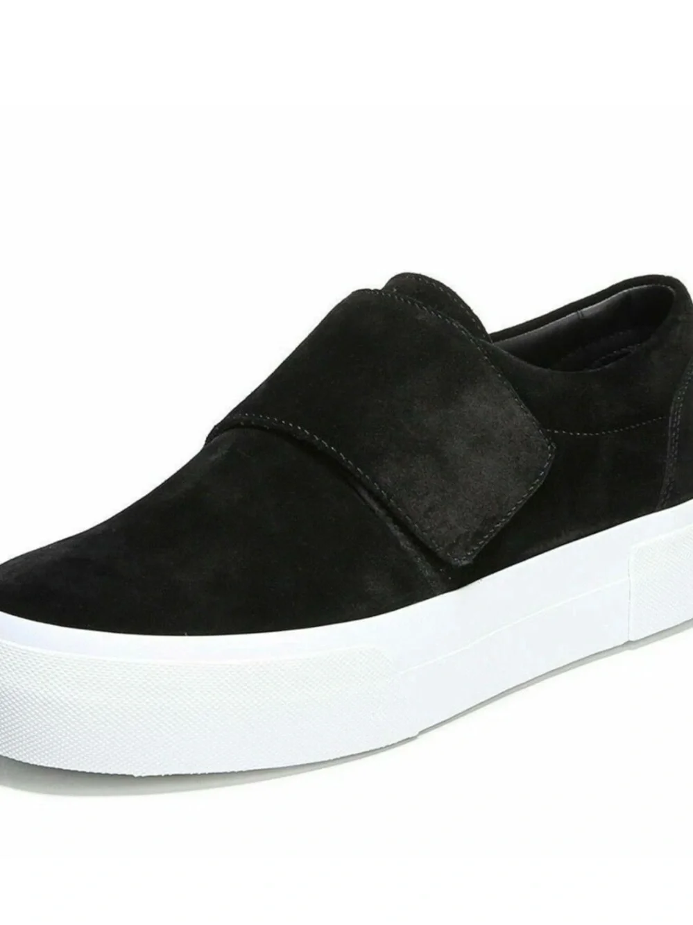 Vince Black Suede Slip-On Loafers with White Platform Sole